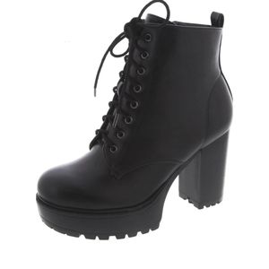 Women's Combat Style Fashion Bootie, Black Sz 6.5 NEW!